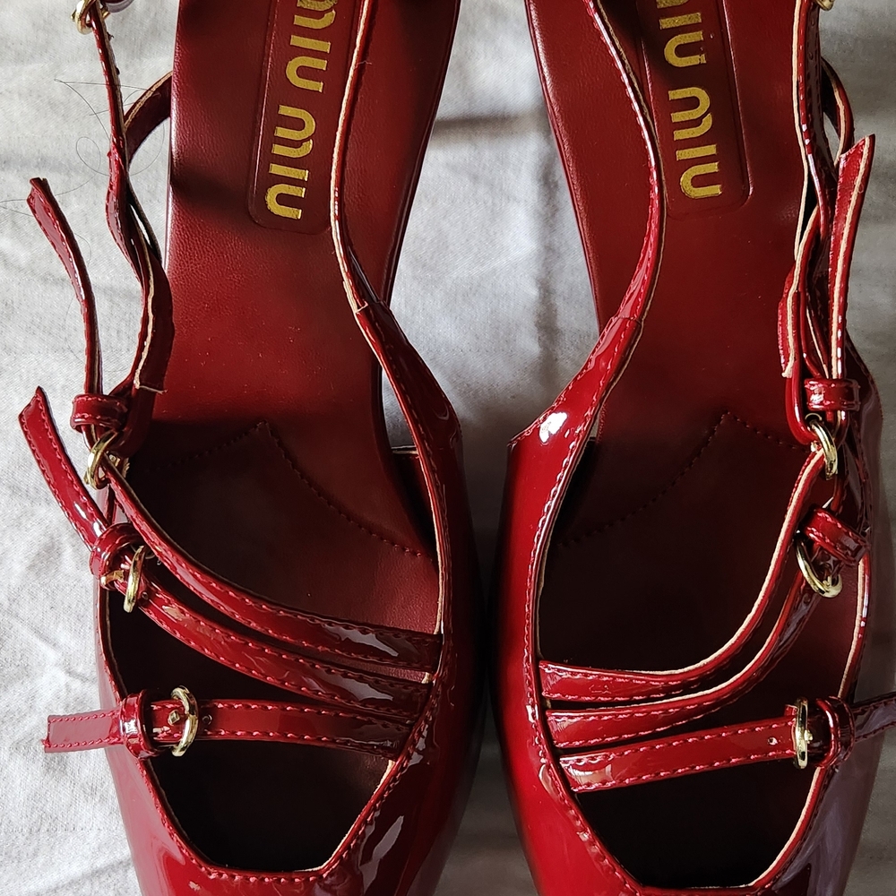 Miu Miu Red Women's Strappy Heels